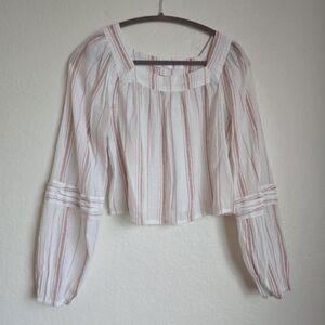 LC Lauren Conrad White and Pink Striped Blouse